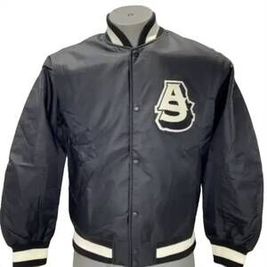NEW ALPHASTYLE men's barren primary varsity jacket in black